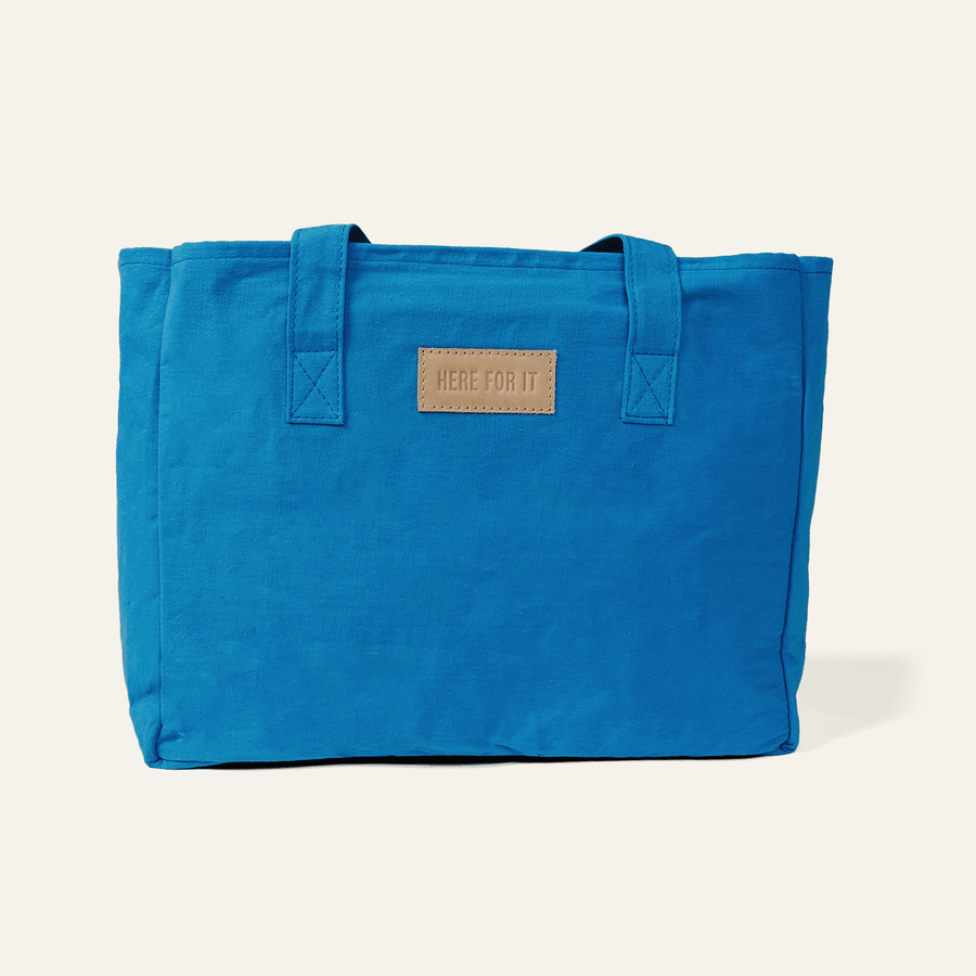 "Here for It" Blue Tote Bag by Carry 117