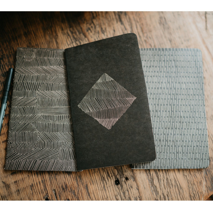 Kraft Notebook Set - Black patterns